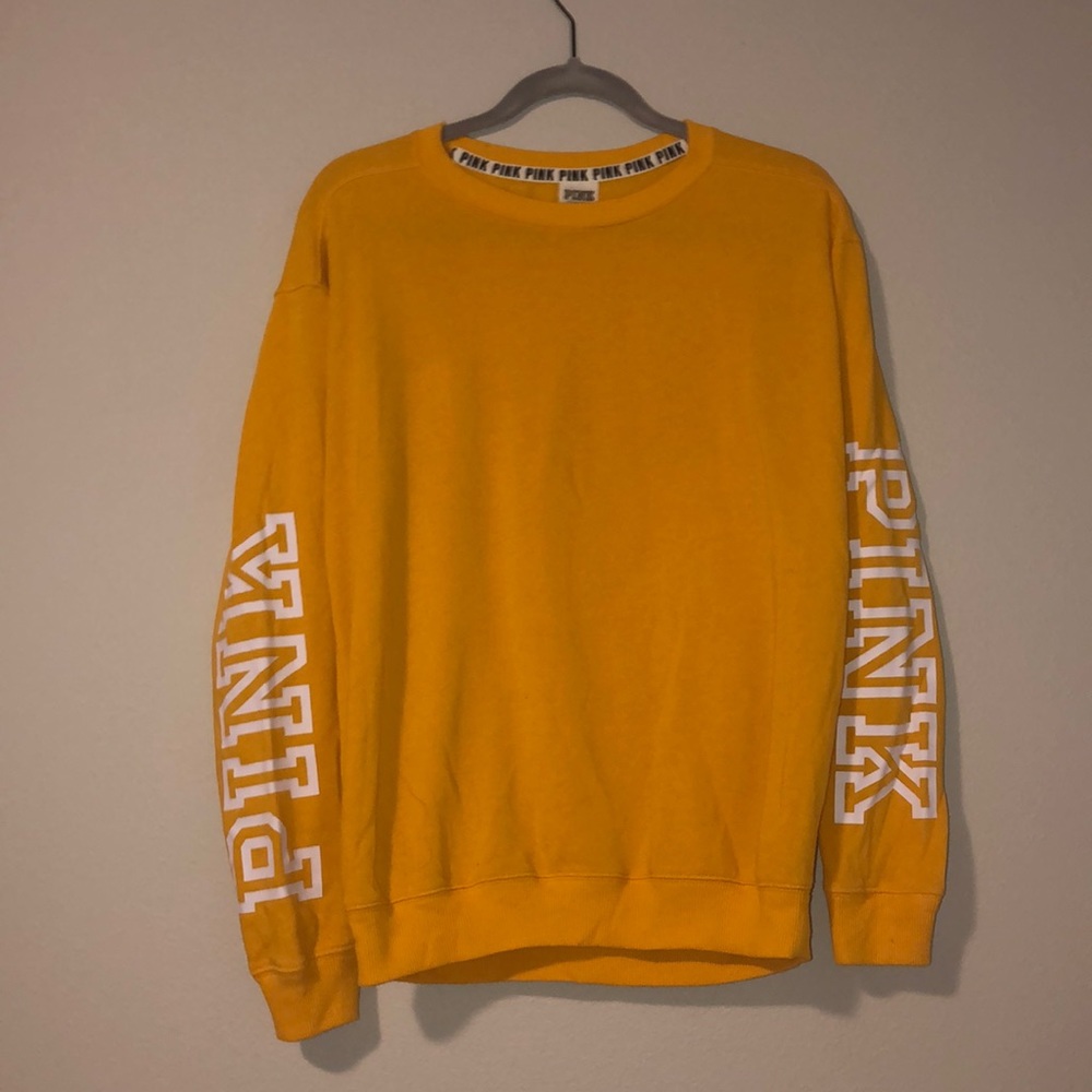 PINK yellow crew neck